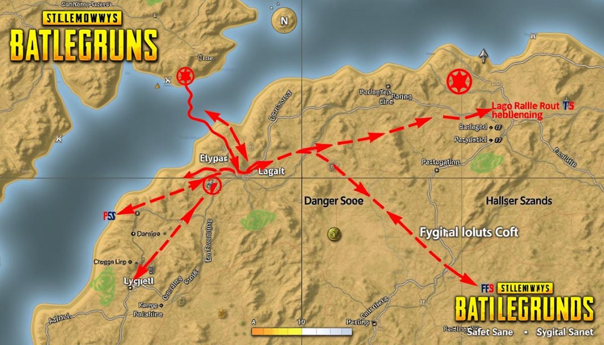 Карта с оптимальными маршрутами перемещения в PUBG Карта с оптимальными маршрутами перемещения в PUBG